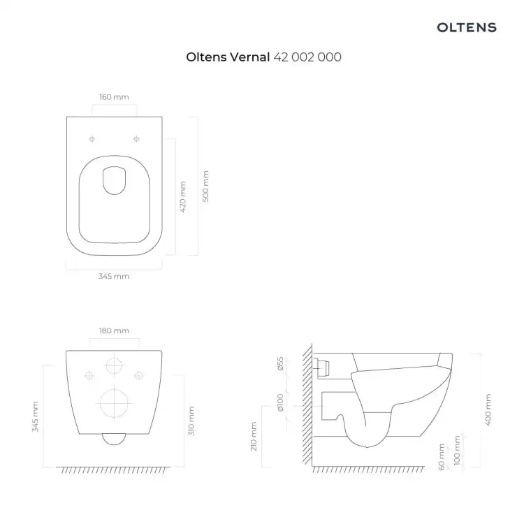 Oltens VERNAL miska WC wisząca PureRim z deską wolnoopadającą 42006000