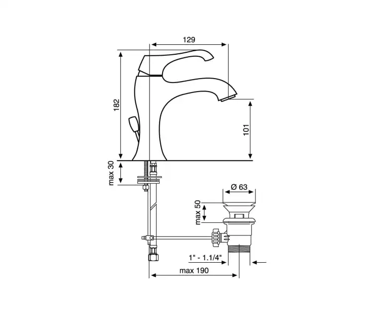 Emmevi ARES bateria umywalkowa chrom 76003