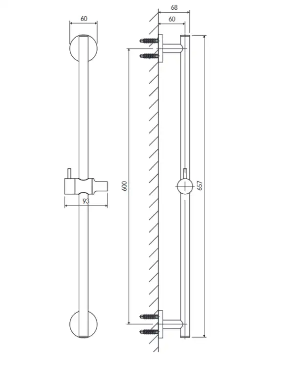Omnires DRĄŻEK prysznicowy 66 cm czarny DR12BL