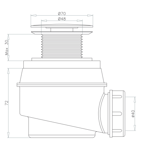 OMNIRES Syfon wannowy/brodzikowy fi 52 mm czarny mat WB01XBL