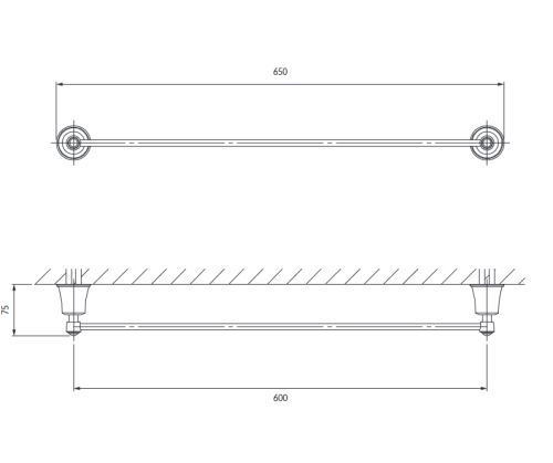 Omnires ART LINE wieszak na ręcznik 65 cm złoto połysk AL53216GL