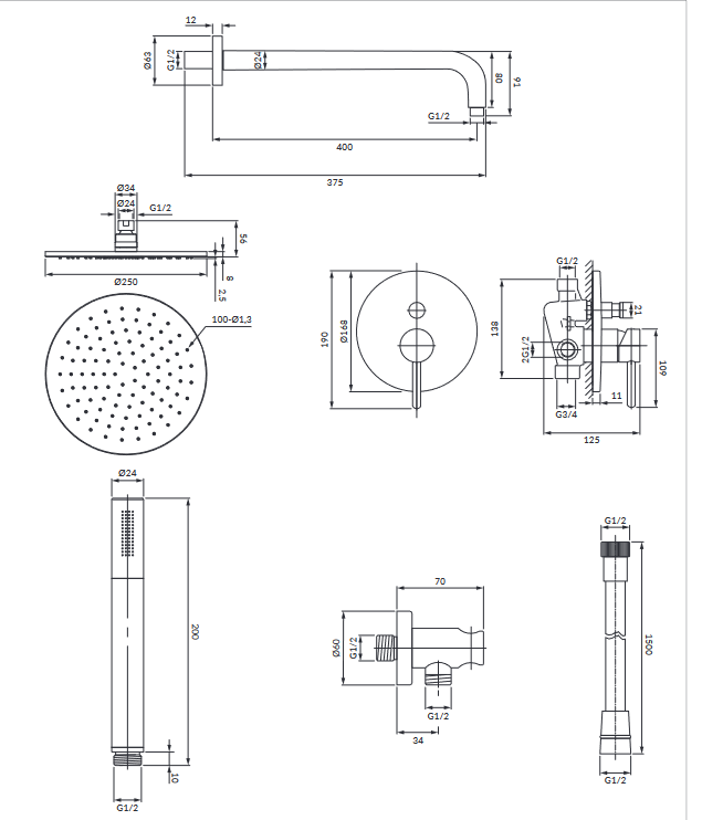 Omnires Y system prysznicowy podtynkowy chrom SYSY22XCR