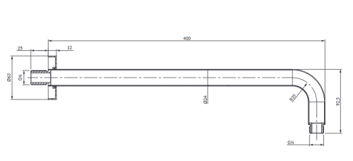 Omnires ramię prysznicowe ścienne 40 cm chrom RA01LCR
