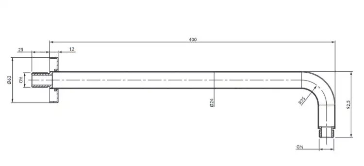 Omnires ramię prysznicowe ścienne 40 cm chrom RA01LCR