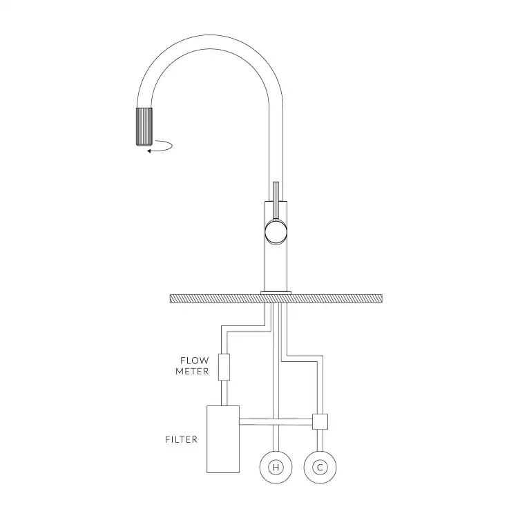Omnires SWITCH bateria kuchenna z zestawem filtrującym mosiądź szczotkowany SW9057-FD1BSB