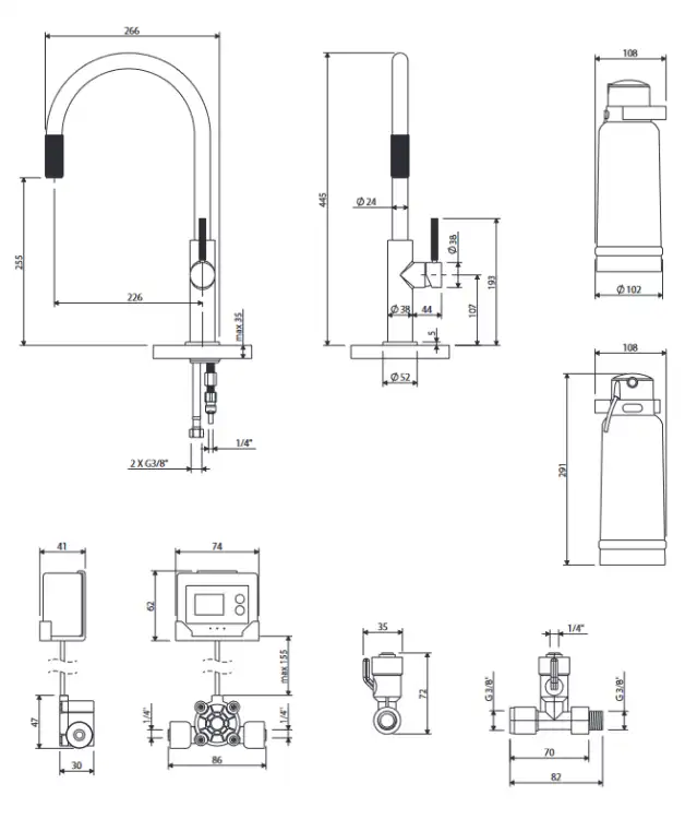 Omnires SWITCH bateria kuchenna z zestawem filtrującym mosiądź szczotkowany SW9057-FD1BSB