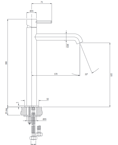 Omnires Y bateria umywalkowa wysoka 30,5 cm biały mat Y1212WM