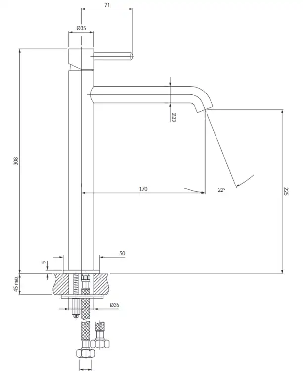 Omnires Y bateria umywalkowa wysoka 30,5 cm biały mat Y1212WM