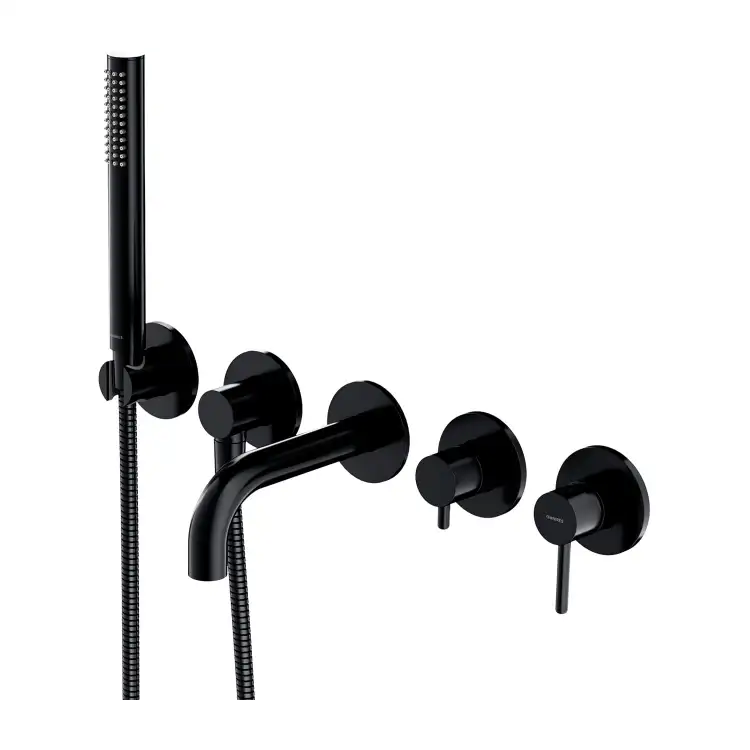 Omnires Y bateria wannowa 5-otworowa podtynkowa wylewka 160 mm czarna Y1237/1SBL
