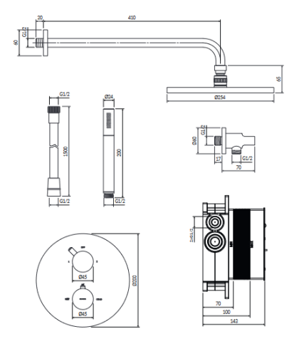 Omnires Y komplet natryskowy termostat nikiel SYSYT05NI