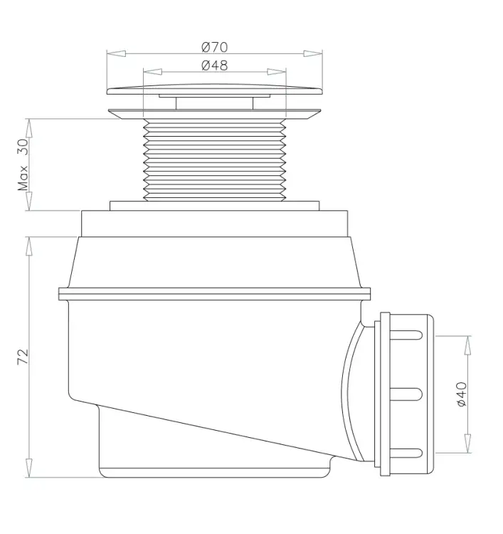 OMNIRES Syfon wannowy/brodzikowy fi 52 mm miedź szczotkowana WB01XCPB