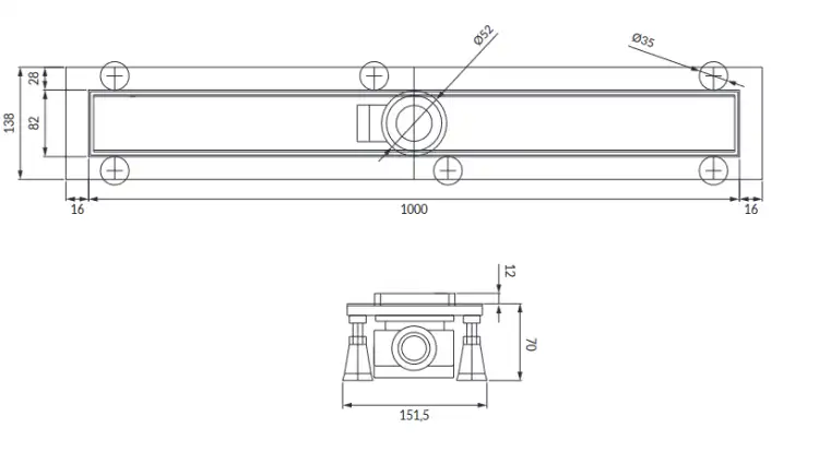 Omnires LOWFIX 100 cm prysznicowy odpływ liniowy z maskownicą pełną czarną LOWFIX100GBL