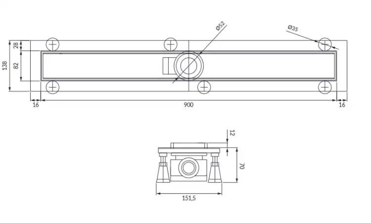 Omnires LOWFIX 90 cm prysznicowy odpływ liniowy z maskownicą pełną czarny LOWFIX90GBL