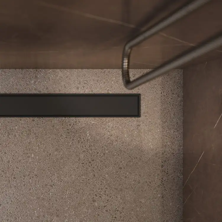Omnires LOWFIX 80 cm prysznicowy odpływ liniowy z maskownicą pełną czarny LOWFIX80GBL