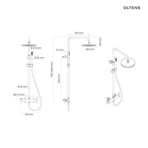 Oltens MOLLE system prysznicowy natynkowy chrom 36504100