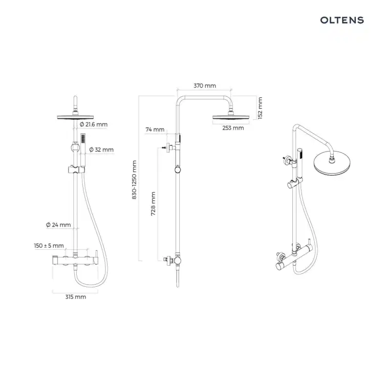 Oltens MOLLE system prysznicowy natynkowy chrom 36504100