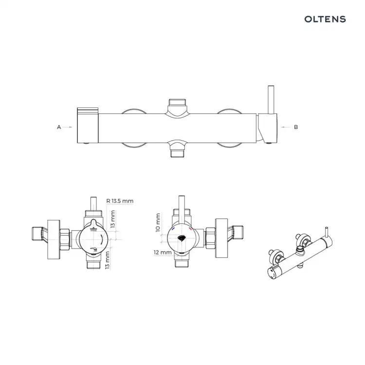 Oltens MOLLE system prysznicowy natynkowy chrom 36504100
