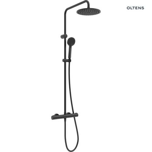 Oltens ATRAN system prysznicowy natynkowy z termostatem czarny mat 36500300
