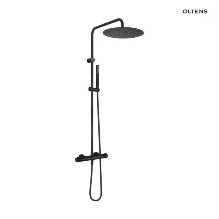 Oltens BORAN system prysznicowy natynkowy z termostatem czarny mat 36502300