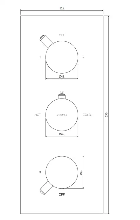 Omnires Y bateria termostatyczna podtynkowa 3- wyjściowa Chrom Y1238/KROCR