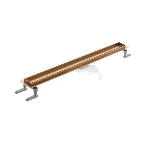 Excellent STILIO 60 cm odpływ liniowy z rusztem do wypełnienia płytką miedziany szczotkowany
