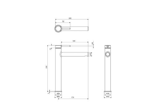 Excellent Pi bateria umywalkowa wysoka miedź szczotkowana AREX.1202CB