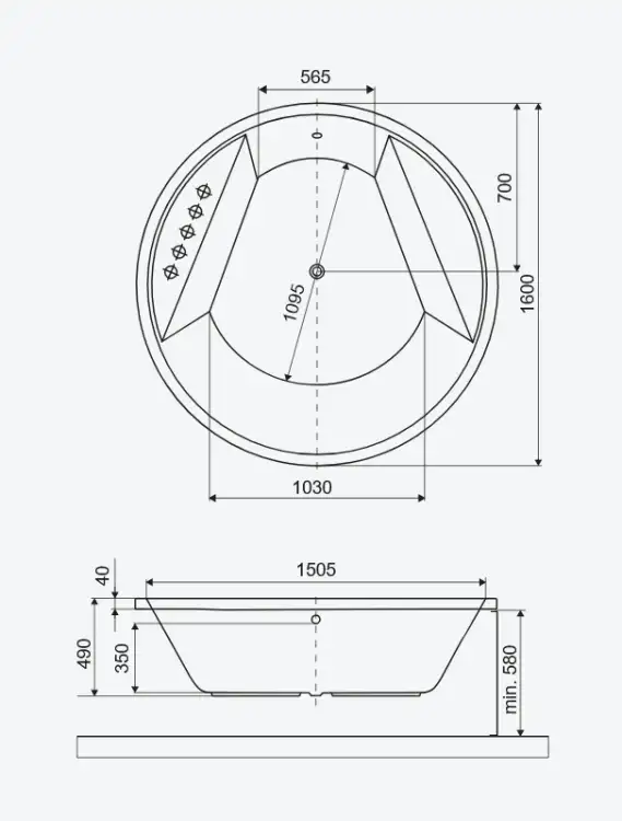 Excellent GREAT ARC wanna okrągła FI 1600 mm WAEX.GRE16WH