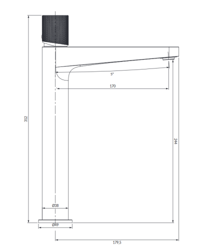 Omnires CONTOUR bateria umywalkowa wysoka miedź szczotkowana CT8012CPB