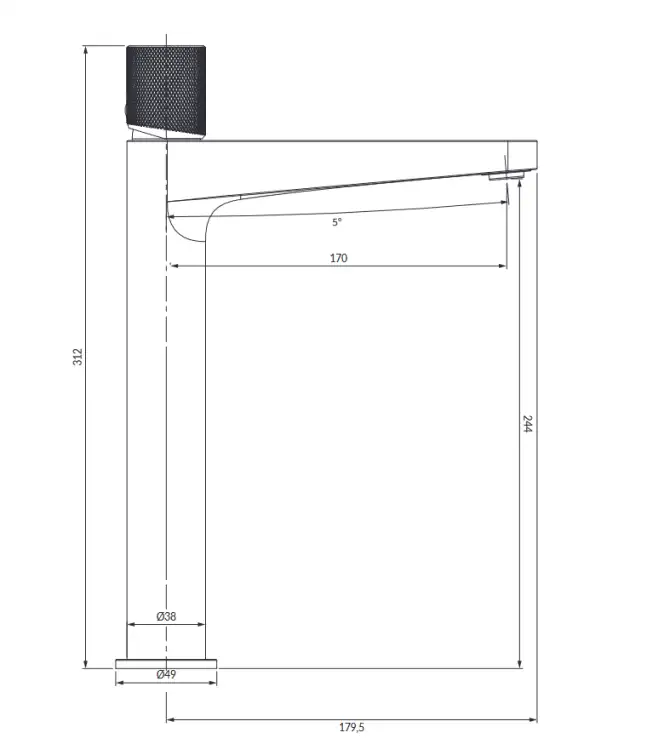 Omnires CONTOUR bateria umywalkowa wysoka miedź szczotkowana CT8012CPB