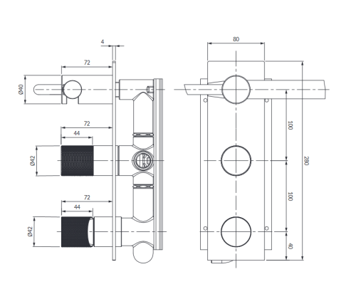 Omnires CONTOUR bateria natryskowo-wannowa miedź szczotkowana CT8035/1CPB