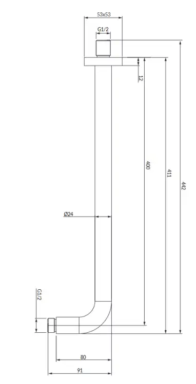 Omnires ramię prysznicowe ścienne 40 cm miedź szczotkowana RA01C/KCPB