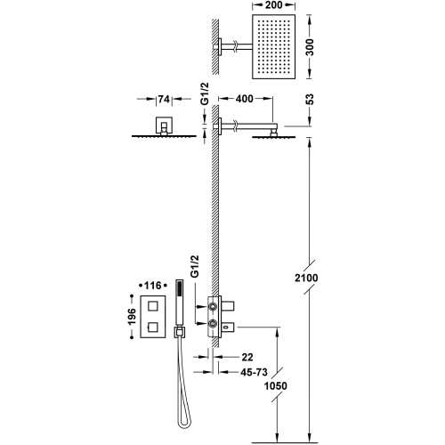 Tres THERM-BOX system prysznicowy termostatyczny 2-drożny stalowy 20225054AC