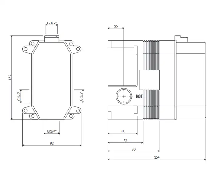 Omnires BOX podtynkowy do baterii mieszaczowych 2-w BOX35X