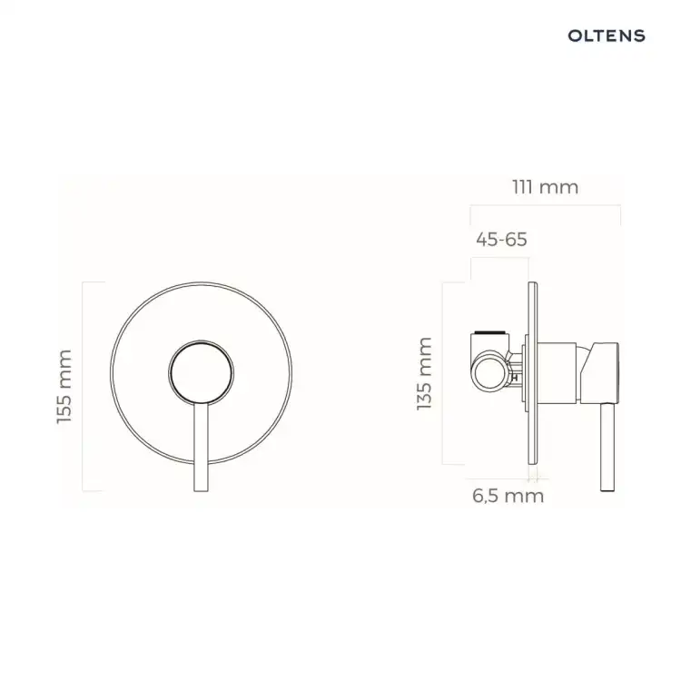 Oltens Molle bateria prysznicowa podtynkowa kompletna grafit 33100400