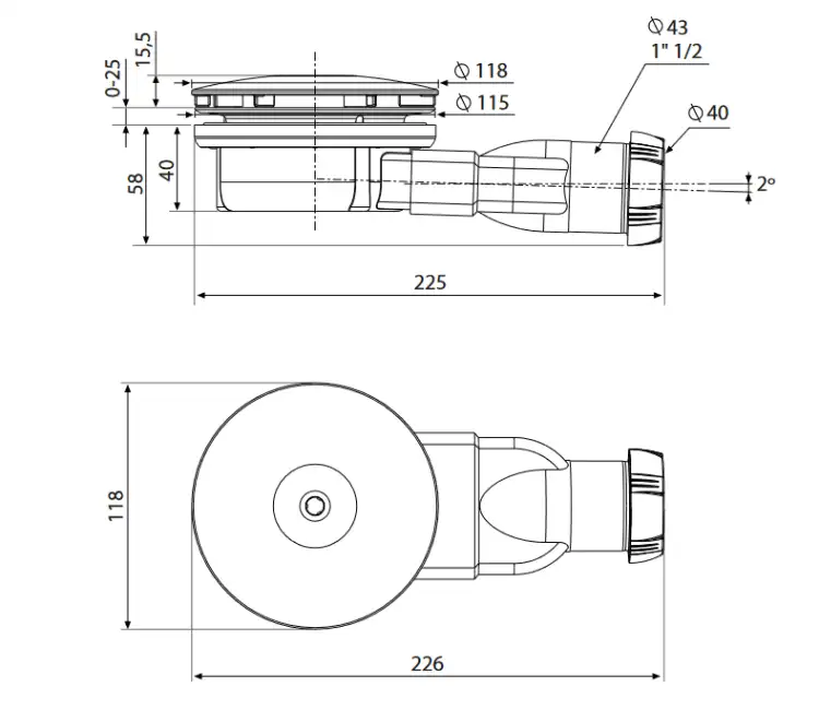 Radaway R400 SLIM syfon brodzikowy chrom R400W