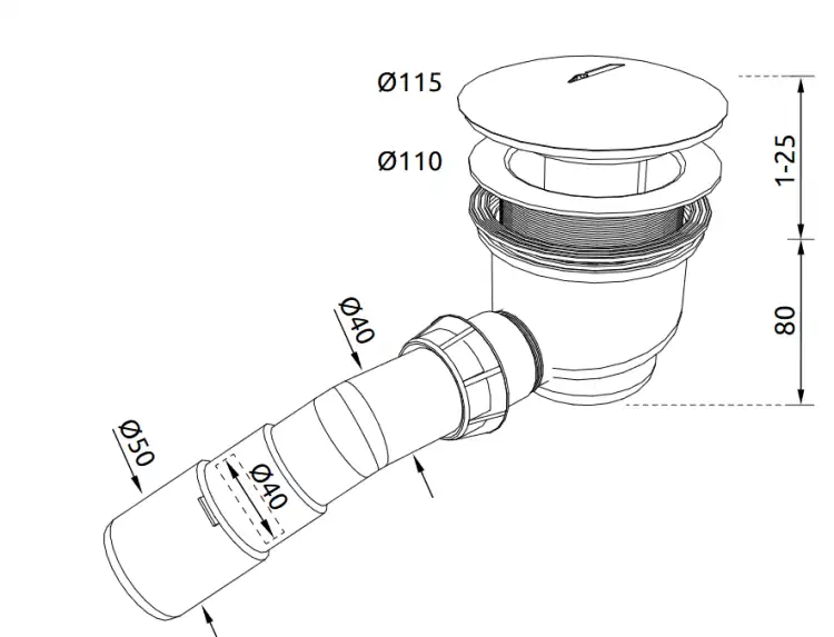 Radaway 690 syfon brodzikowy chrom FI90 690P