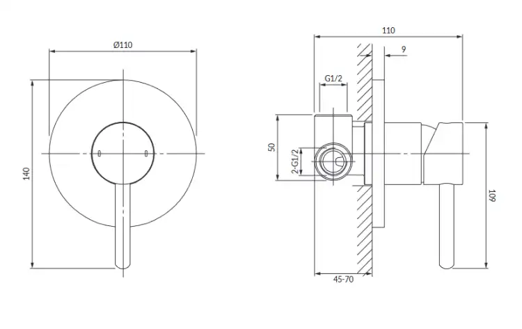 Omnires Y bateria prysznicowa podtynowa Chrom Y1245CR
