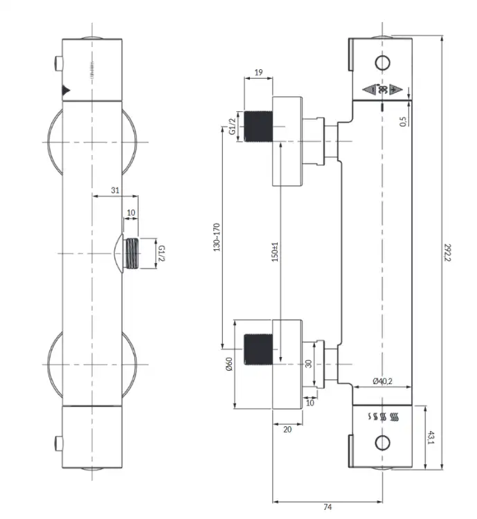 Omnires Y bateria prysznicowa termostatyczna chrom Y1246XCR