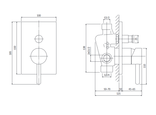 Omnires Y bateria wannowa podtynkowa Chrom Y1235/KCR