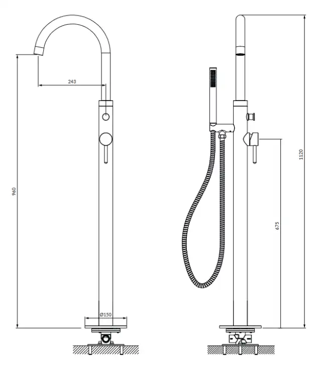 Omnires Y bateria wannowa wolnostojąca Chrom Y1233CR