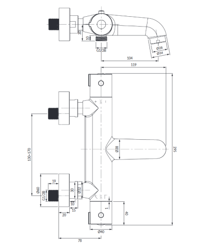 Omnires Y bateria wannowa termostatyczna Chrom Y1236/NCR