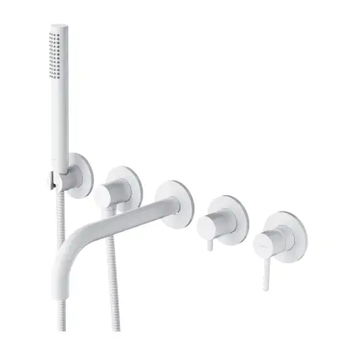 Omnires Y bateria wannowa 5-otworowa podtynkowa wylewka 220 mm biały mat Y1237/1WM