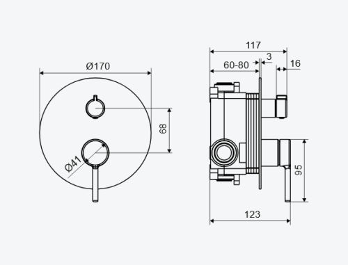 Excellent Pi bateria 2- funkcyjna miedziany szczotkowany AREX.1245CB