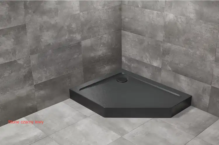 Radaway DOROS PT E COMPACT brodzik z obudową stone czarny lewy