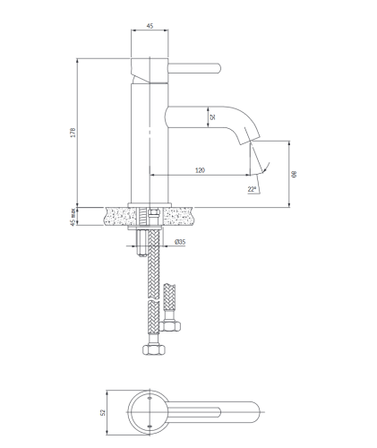 Omnires Y bateria umywalkowa medium 17,8 cm chrom Y1210STCR
