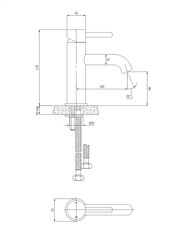 Omnires Y bateria umywalkowa medium 17,8 cm chrom Y1210STCR