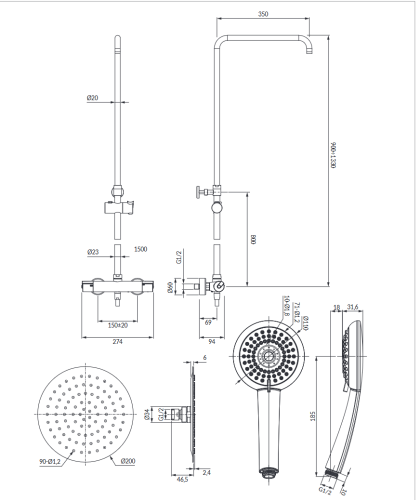 Omnires Y system prysznicowy termostatyczny natynkowy chrom Y1244X-6CR