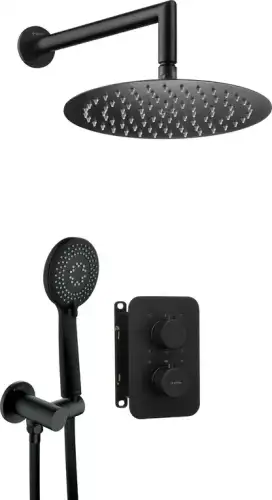 Deante SILIA zestaw prysznicowy termostatyczny z deszczownicą fi25 czarny mat/nero BXYZNEBT