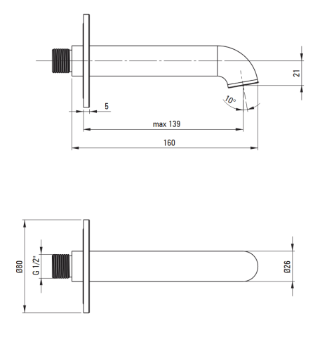 Deante SILIA wylewka wannowa 160 mm