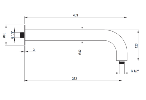 Deante SILIA ramie ścienne deszczownicy 380 mm